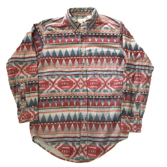 Vintage LL Bean Southwest Aztec Flannel Shirt - Picture 2 of 7